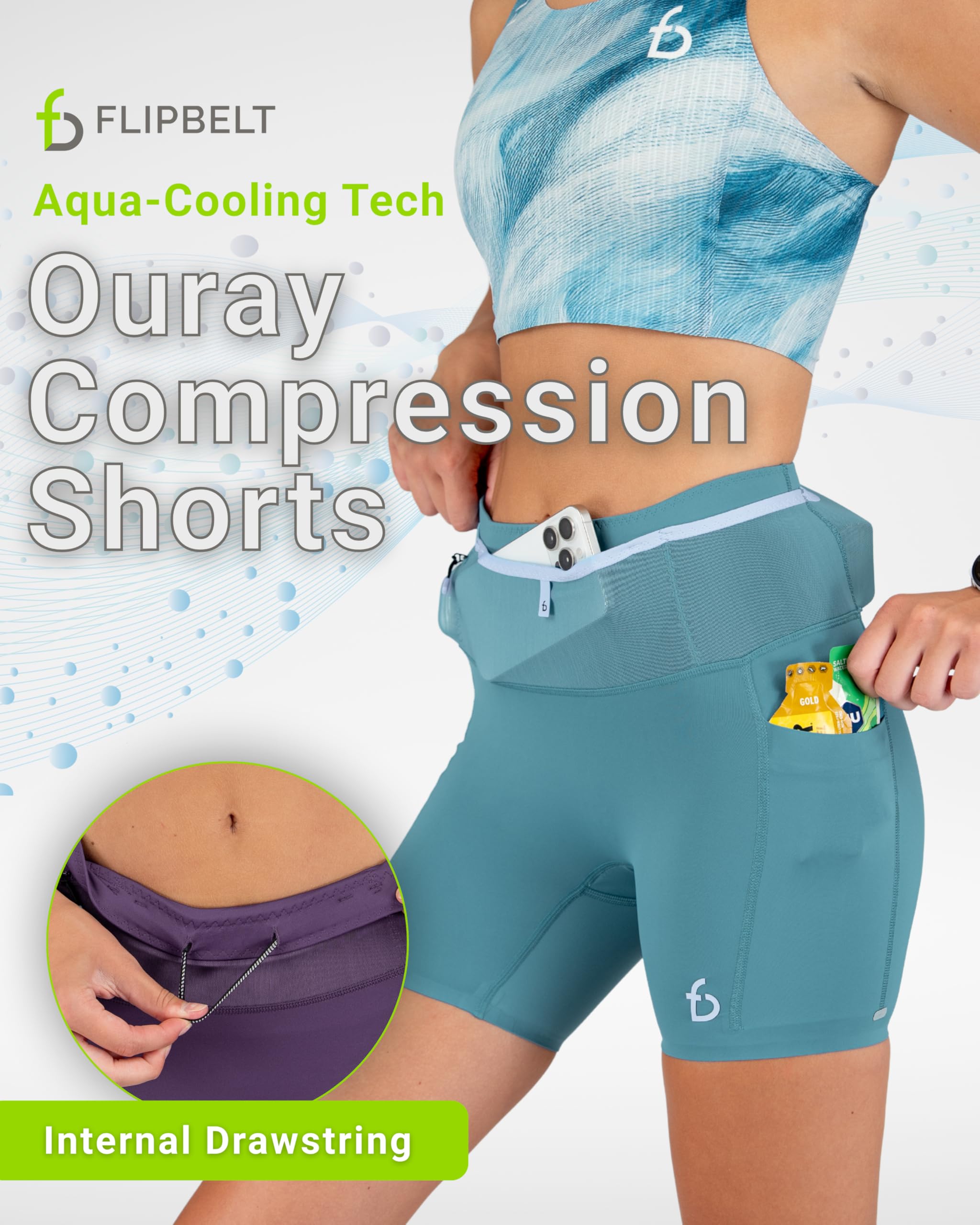 FlipBelt Women’s Air Compression Shorts – Lightweight, Moisture-Wicking with Built-in Phone Pocket – USA Small Business - Image 3