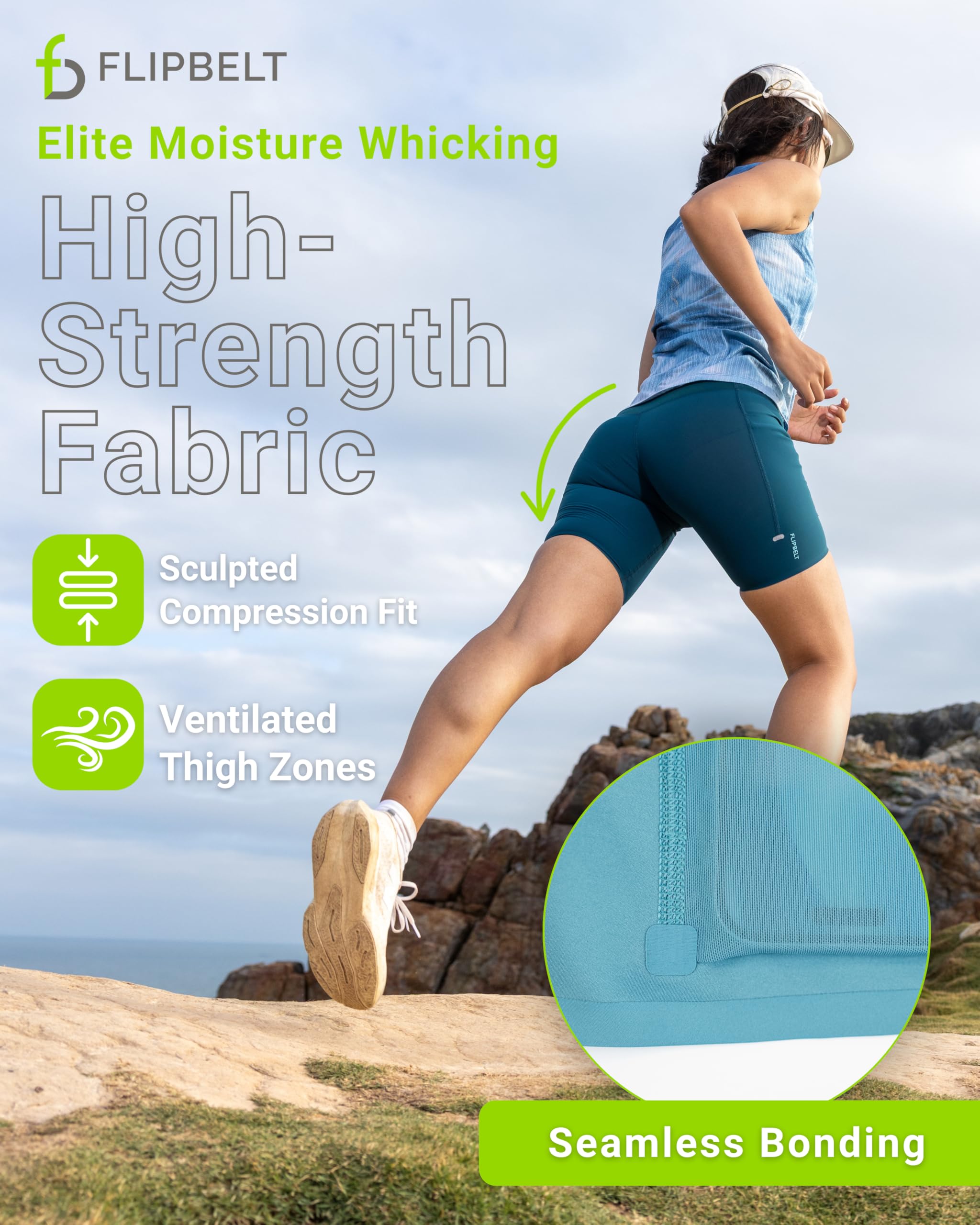 FlipBelt Women’s Air Compression Shorts – Lightweight, Moisture-Wicking with Built-in Phone Pocket – USA Small Business - Image 5
